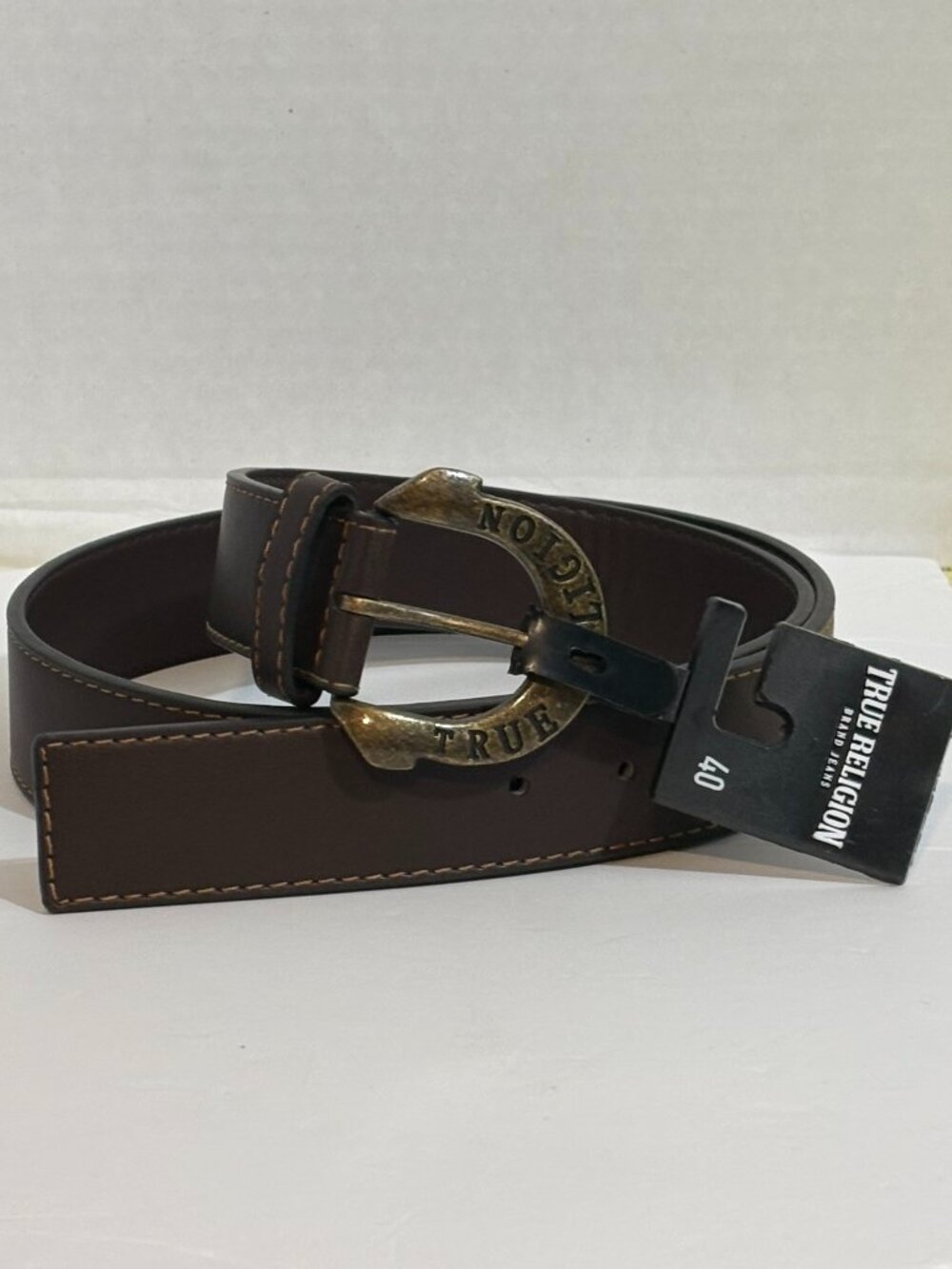 Brand New True Region Brown Horseshoe Hareness Buckle Belt Size U.S. 38-40 waist